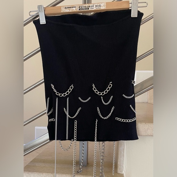 VINTAGE ICEBERG very rare silver chain black tube  knit TOP - Picture 2 of 15